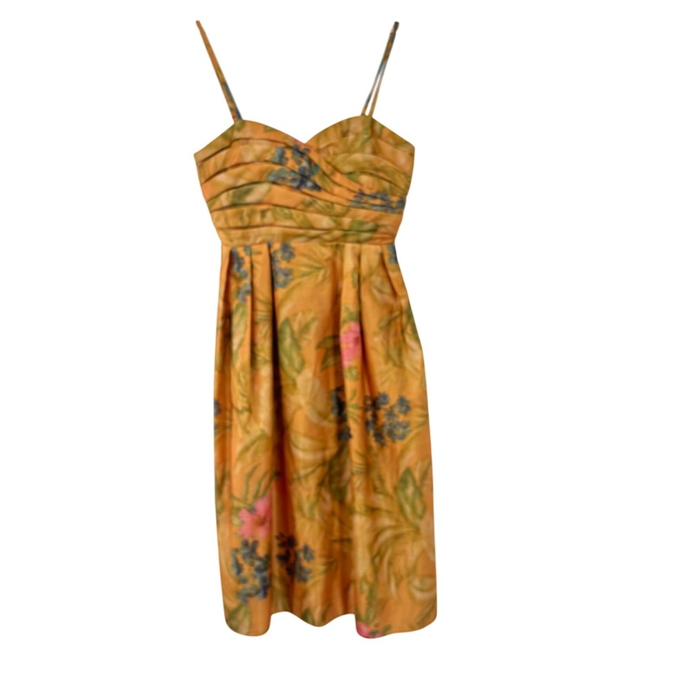 New James Coviello Dress Y2K Anthropologie Floral Womens 0 Fit Flare Yellow